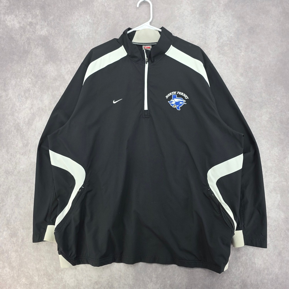 Vintage Nike North Forney Texas Falcons Quarter Zip Jacket Mens XXL Black White